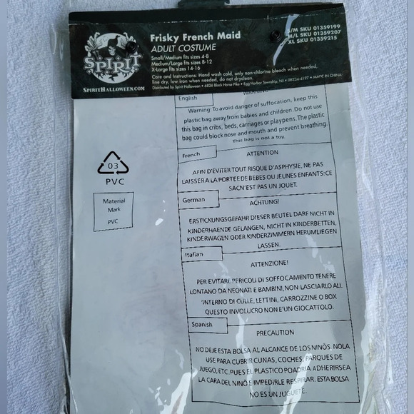 Spirit Frisky French Maid Black and White Halloween Sexy Costume  Size s/m 4-8 - Picture 7 of 14